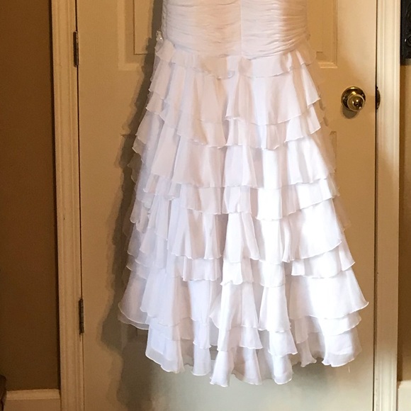 Alyce Designs White Chiffon Evening Gown size 8 - Picture 9 of 16